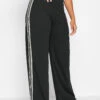M&Co Black Side Stripe Wide Leg Trousers