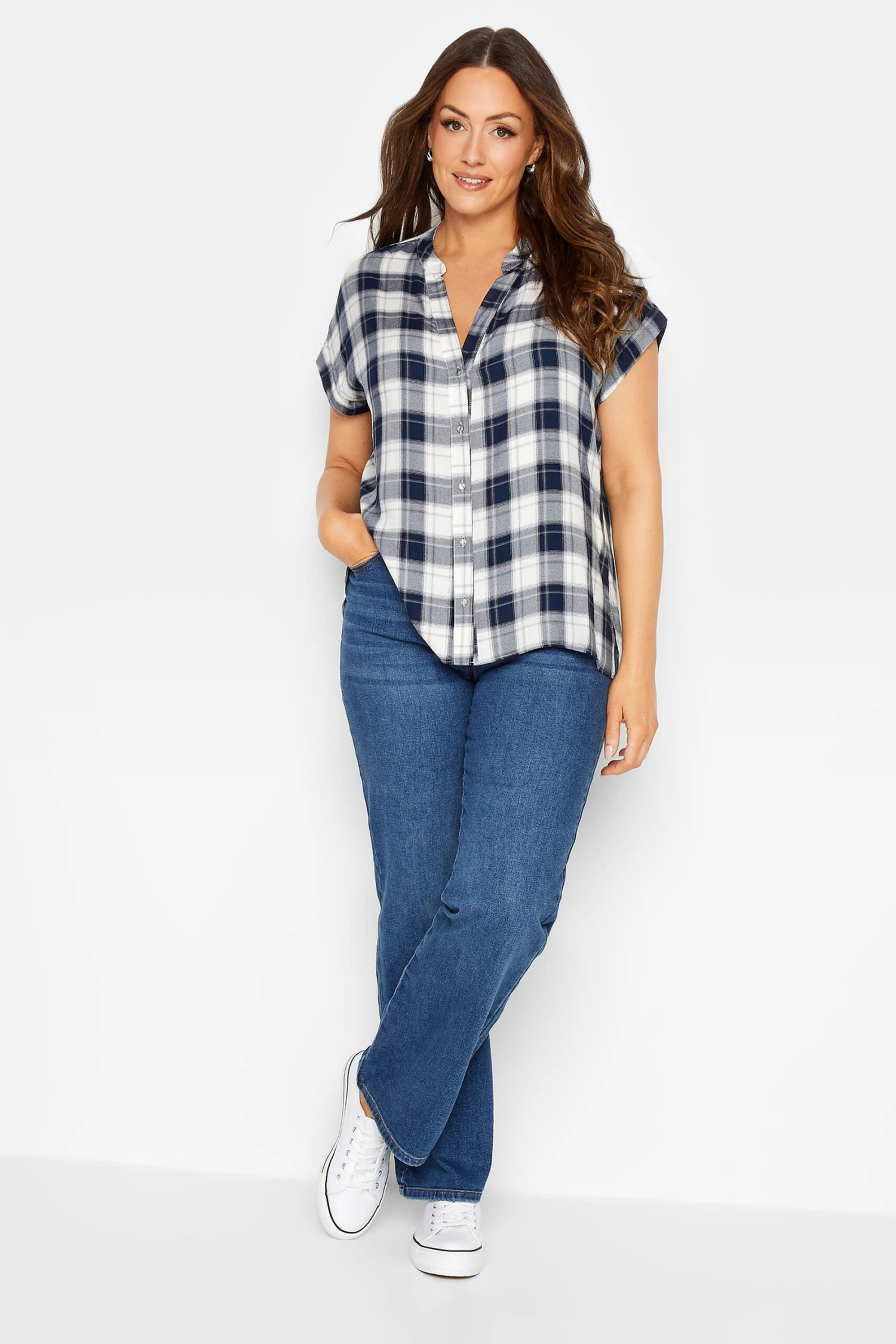 M&Co Blue Check Print Shirt 2 M&Co Blue Check Print Shirt - Image 2