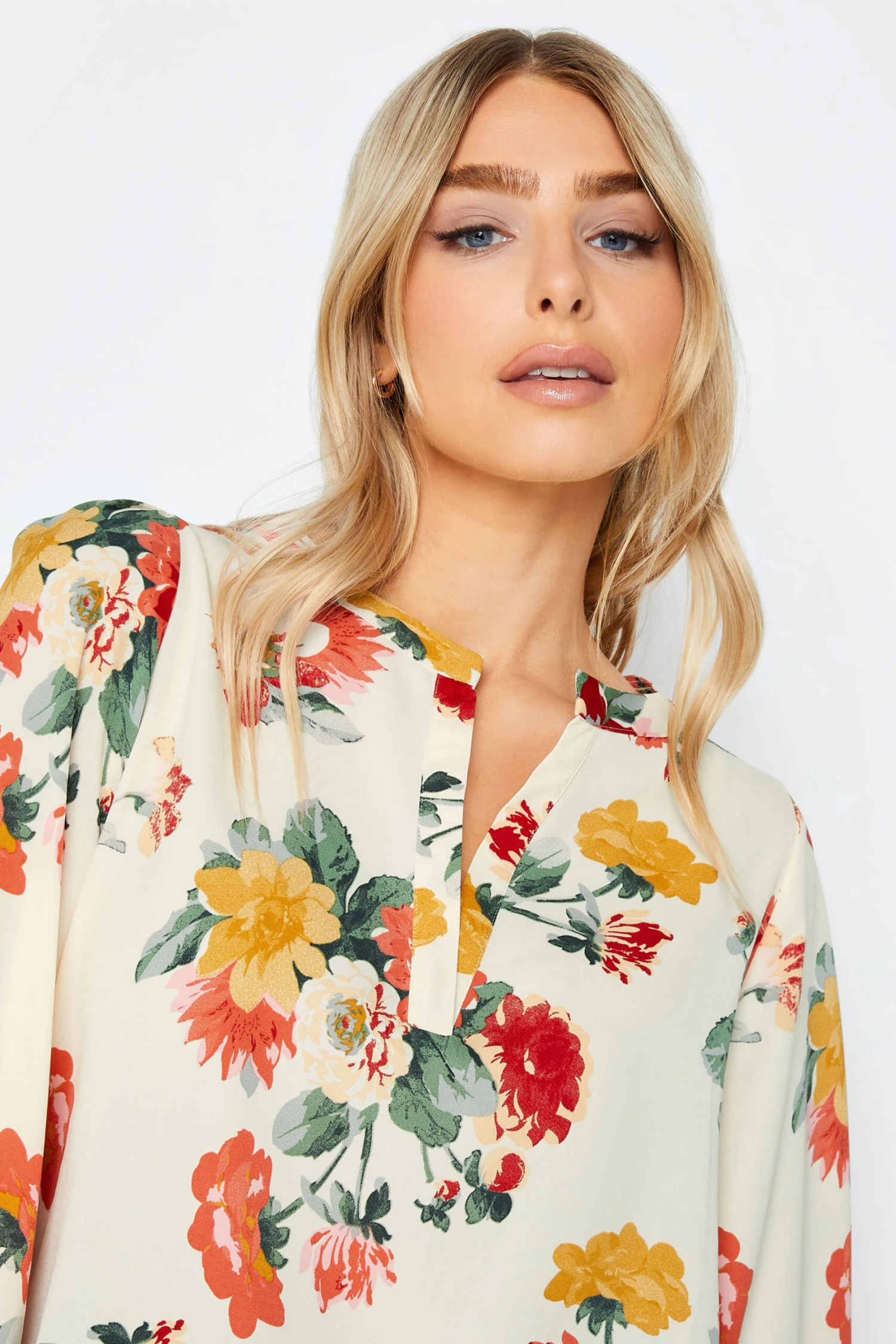 M&Co White Cream Floral Print Satin Blouse 4 M&Co White Cream Floral Print Satin Blouse - Image 4