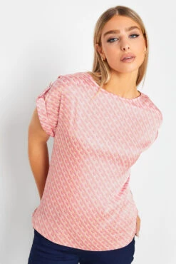 M&Co Pink Geometric Print Blouse
