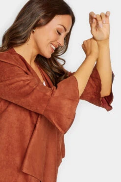 M&Co Brown Suedette Waterfall Jacket -M&Co Sales Store 54e4061e 003c 46 550109 D scaled