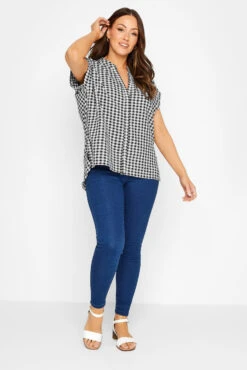 M&Co Black Gingham Grown On Sleeve Top -M&Co Sales Store 55125f04 f91f 40 550331 B scaled