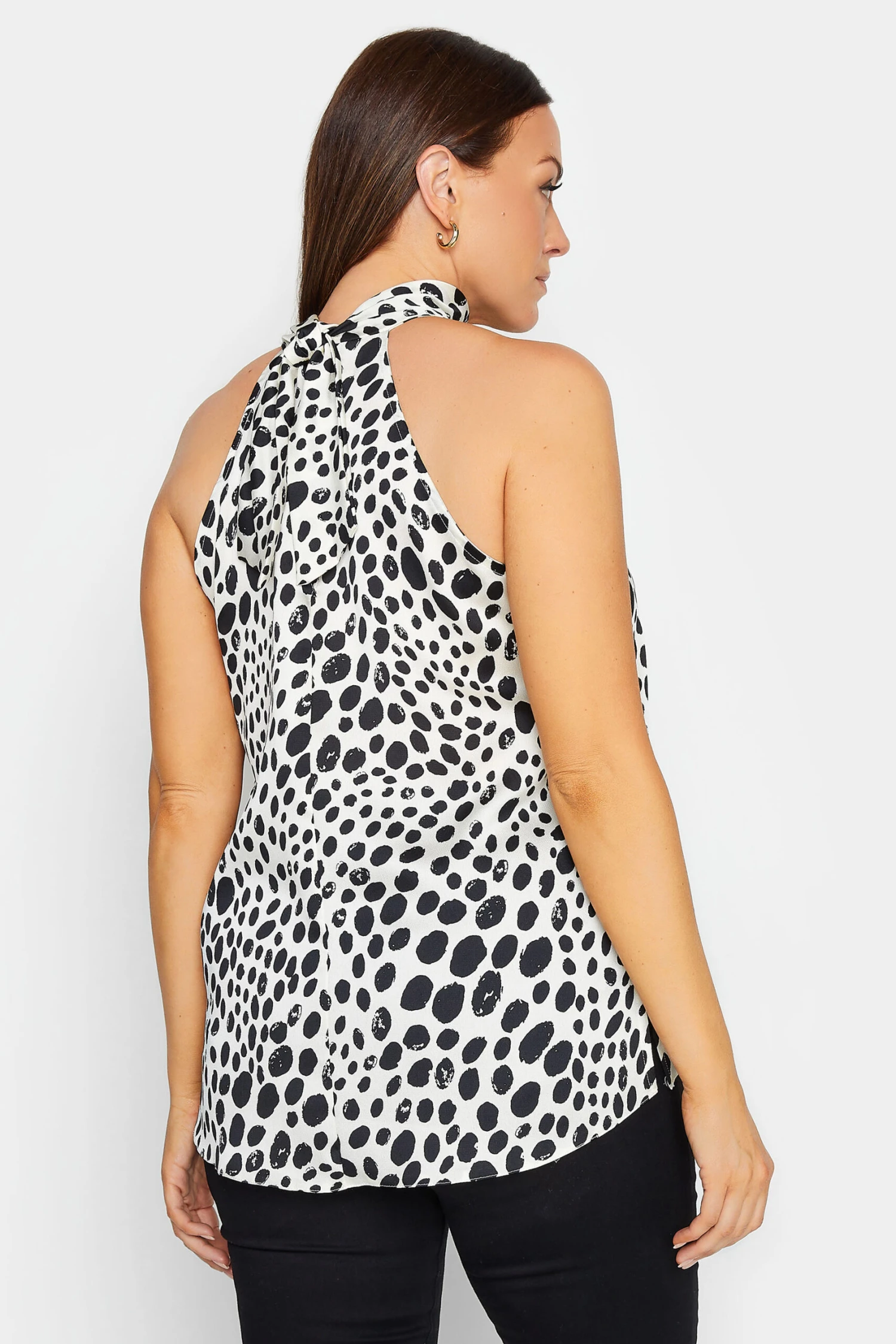 M&Co White Spot Print Halter Neck Blouse 3 M&Co White Spot Print Halter Neck Blouse - Image 3