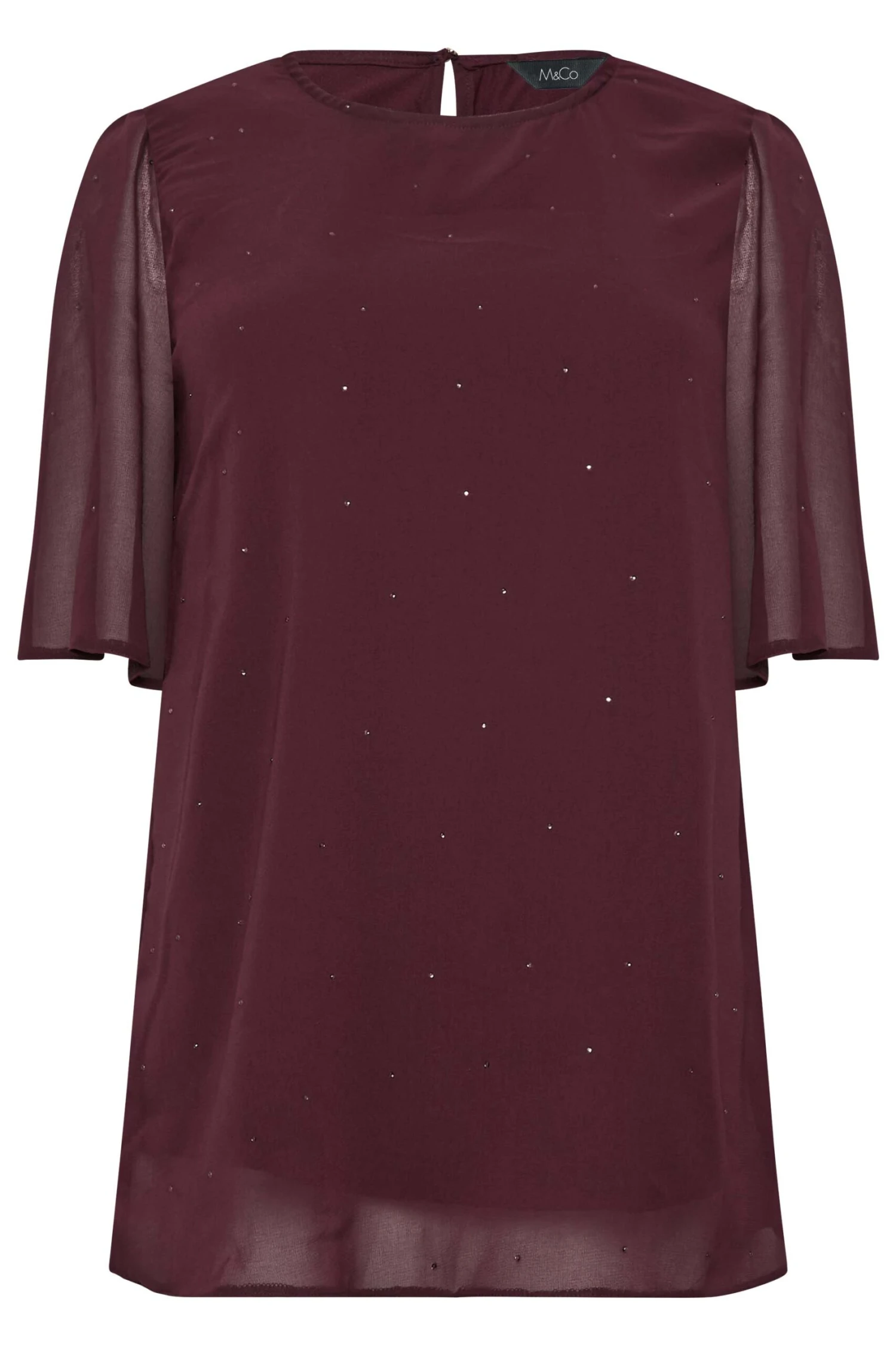 M&Co Red Gem Detail Angel Sleeve Blouse 6 M&Co Red Gem Detail Angel Sleeve Blouse - Image 6