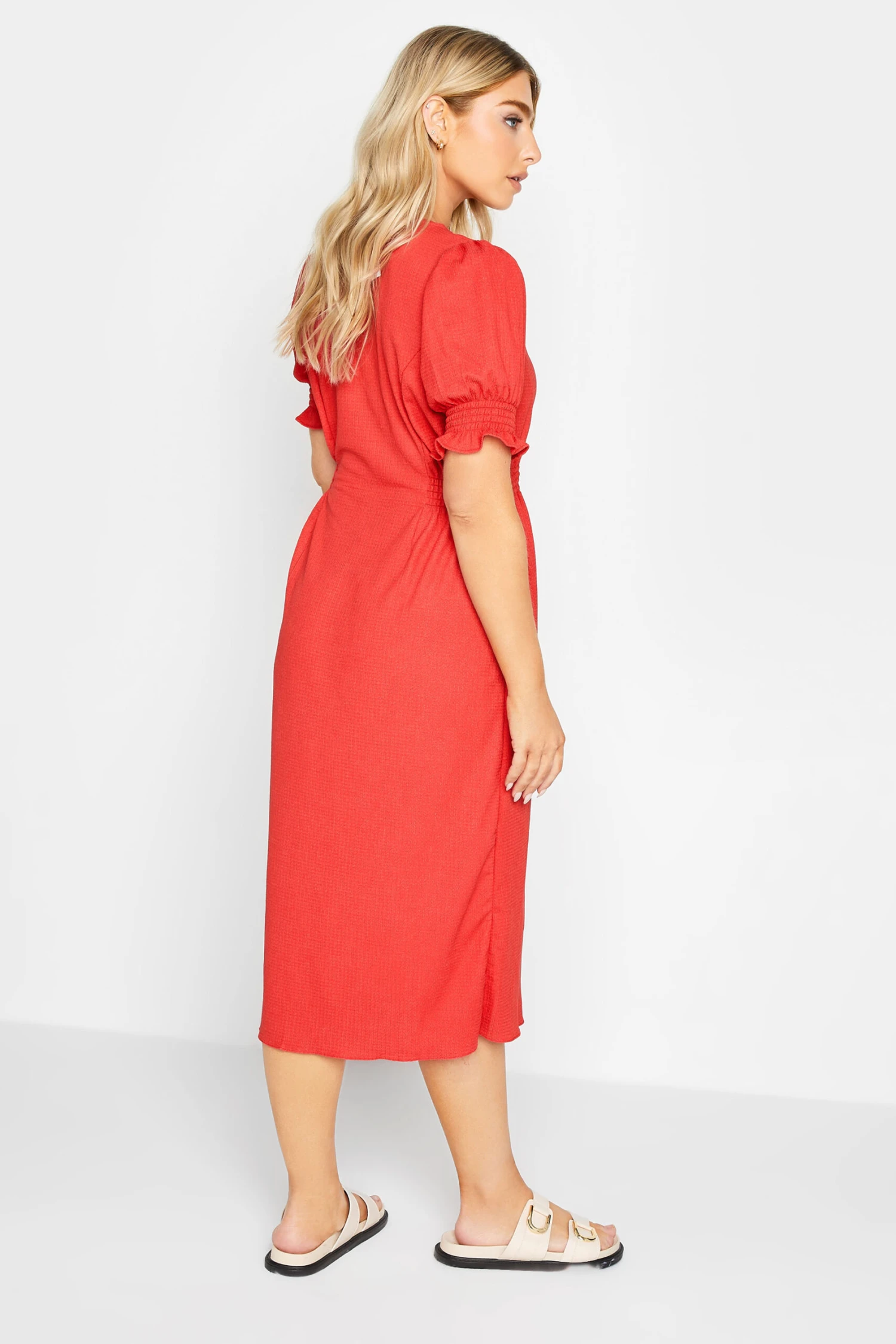 M&Co Red Button Through Midi Dress 3 M&Co Red Button Through Midi Dress - Image 3