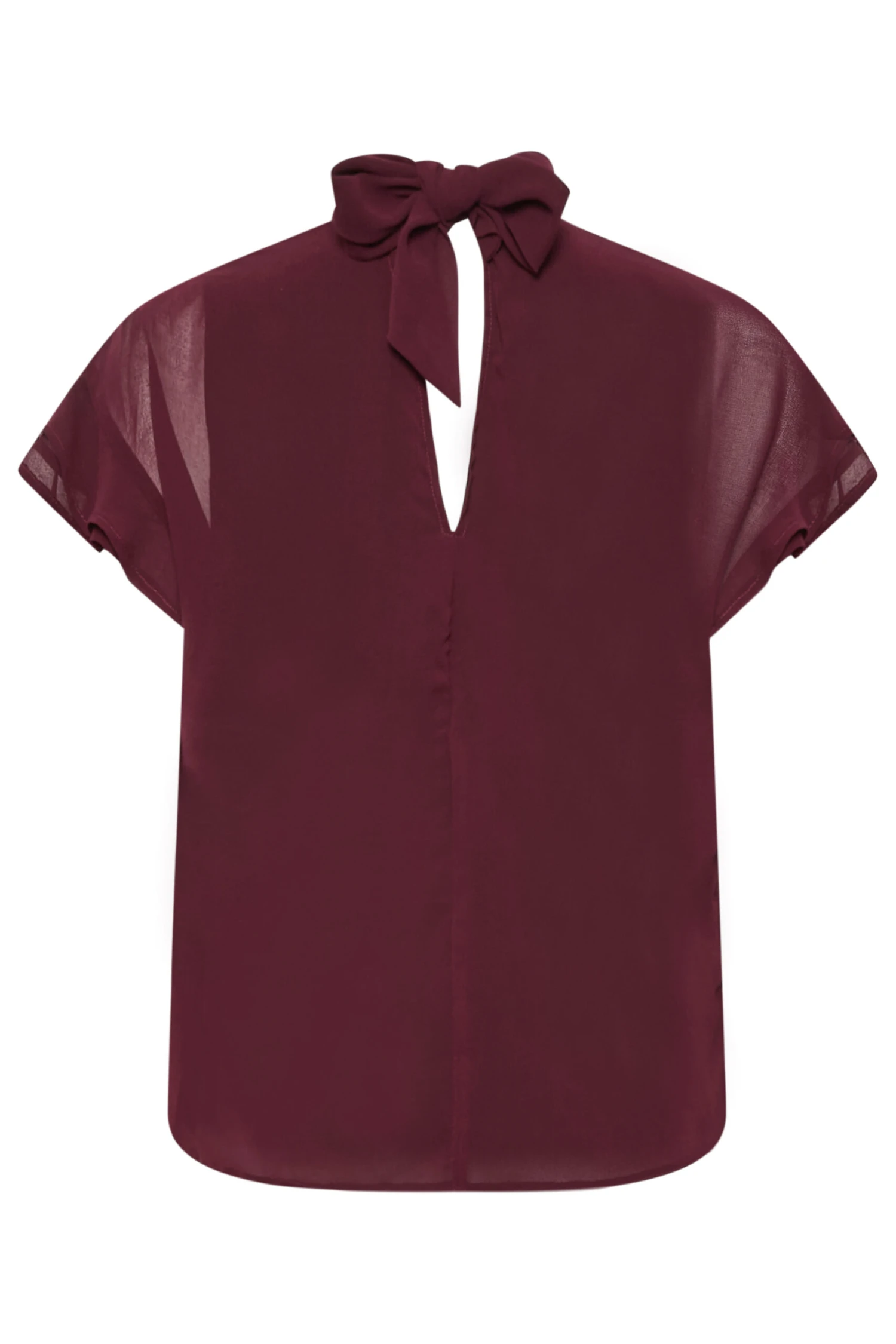 M&Co Dark Red High Neck Frill Sleeve Blouse 7 M&Co Dark Red High Neck Frill Sleeve Blouse - Image 7