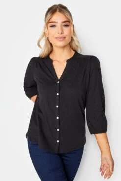 M&Co Black Button Through Cotton Shirt