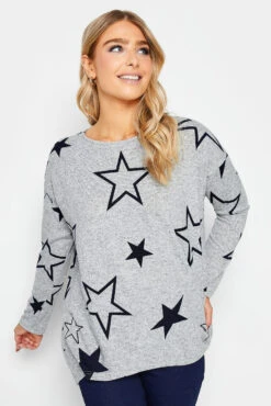 M&Co Grey Star Print Jumper