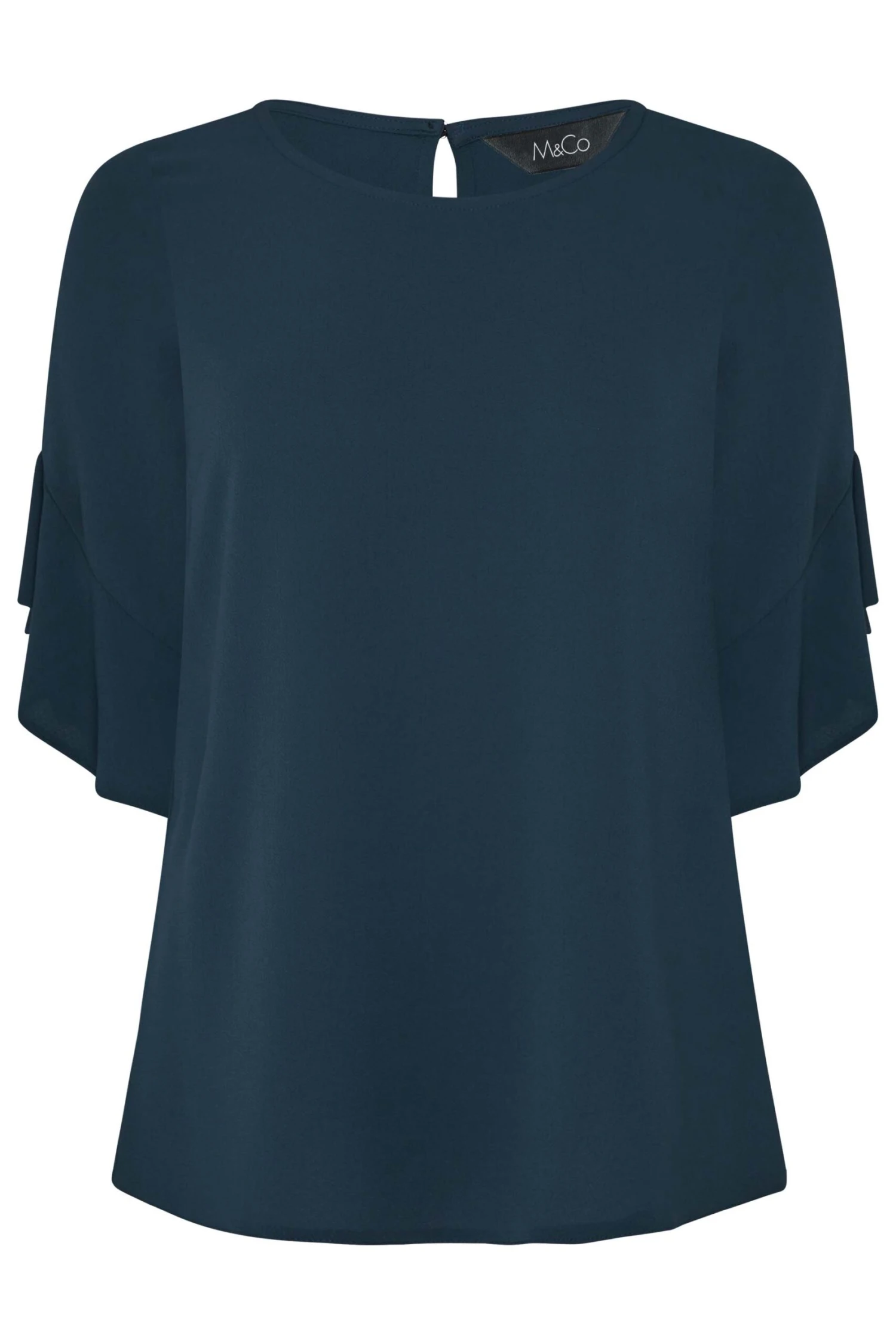 M&Co Navy Blue Frill Sleeve Blouse 6 M&Co Navy Blue Frill Sleeve Blouse - Image 6