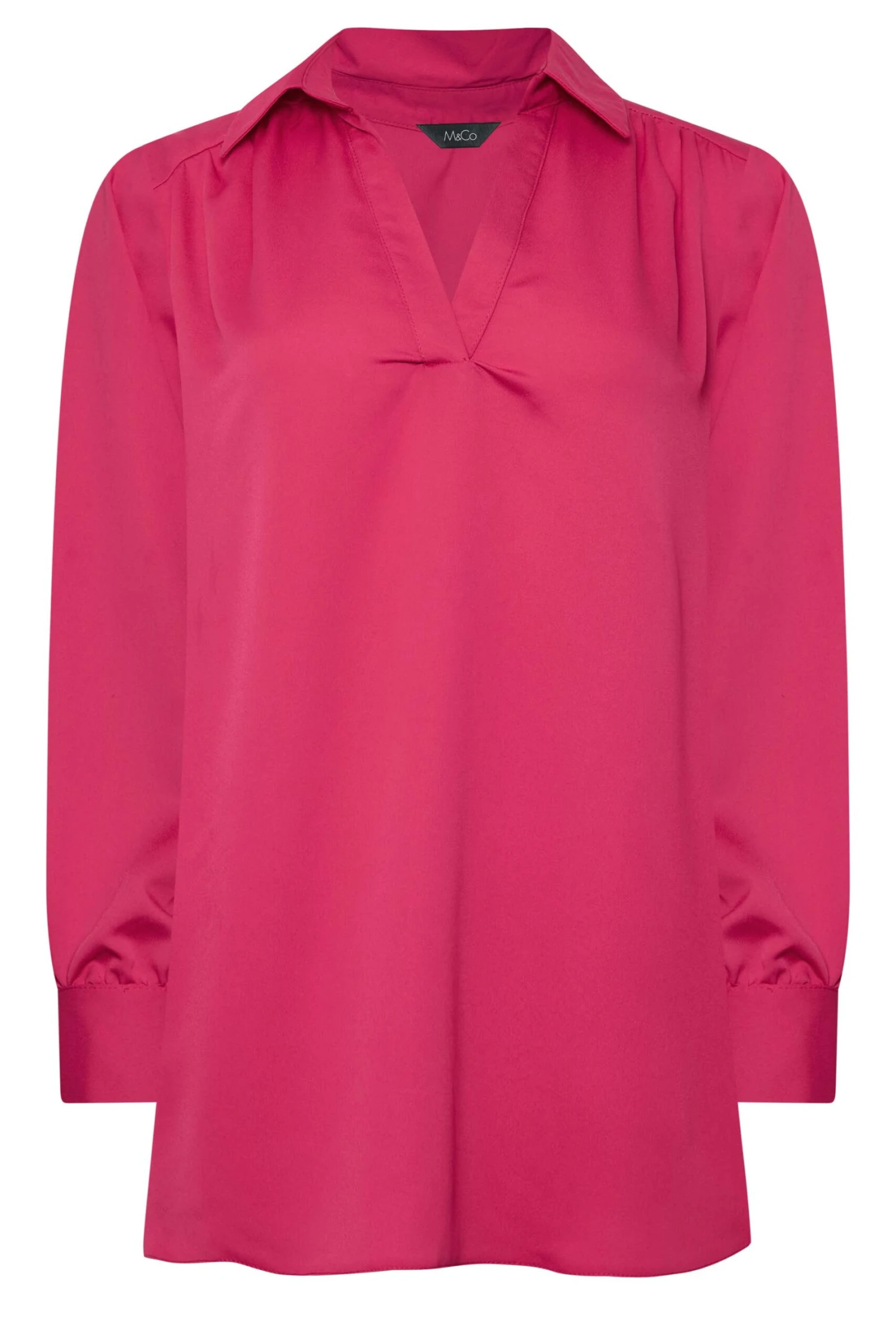 M&Co Hot Pink V-Neck Collared Blouse 6 M&Co Hot Pink V-Neck Collared Blouse - Image 6