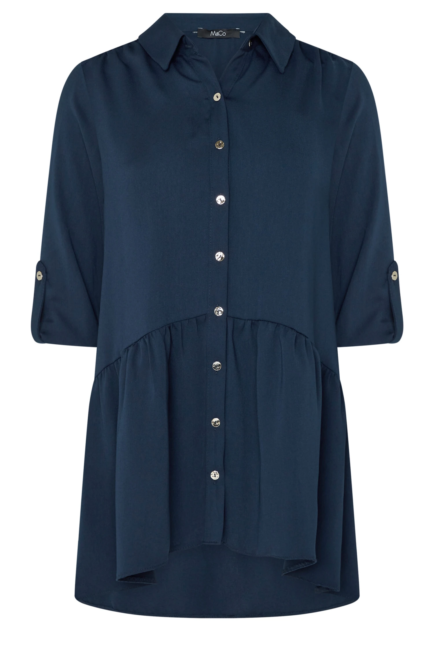 M&Co Navy Blue Frill Hem Shirt 6 M&Co Navy Blue Frill Hem Shirt - Image 6