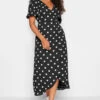 M&Co Black Polka Dot Wrap Dress