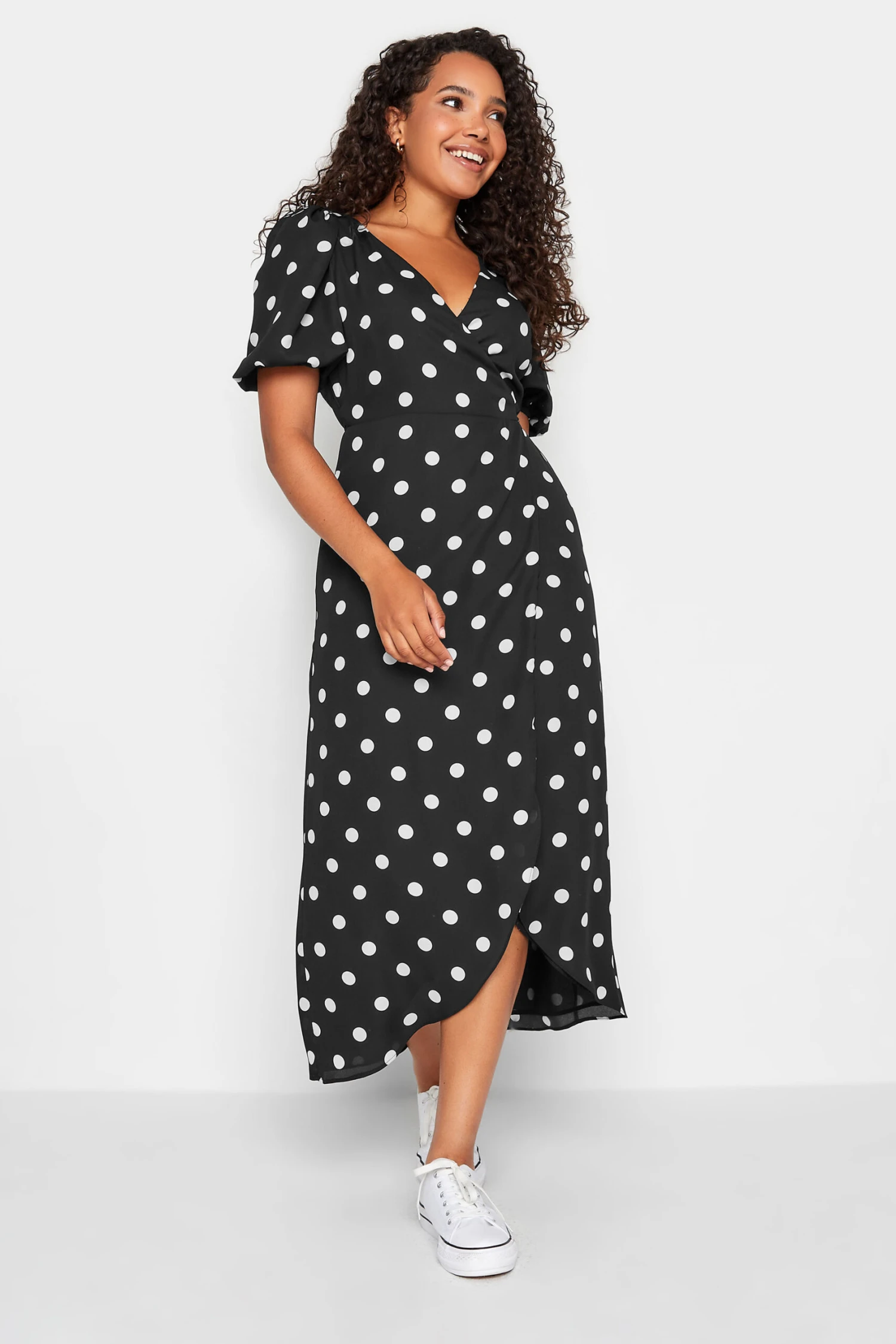 M&Co Black Polka Dot Wrap Dress 1 M&Co Black Polka Dot Wrap Dress