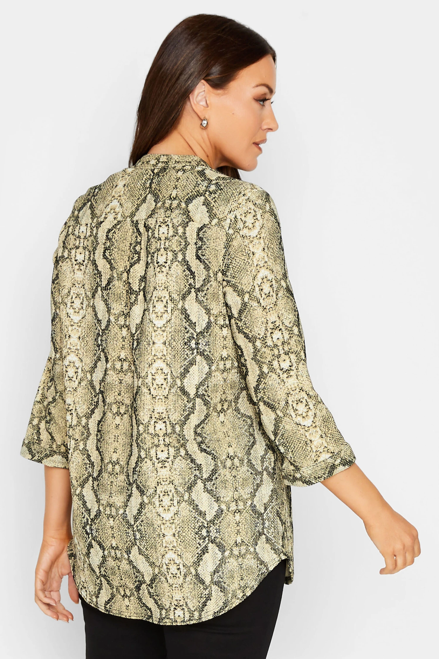 M&Co Brown Snake Print Half Placket Shirt 3 M&Co Brown Snake Print Half Placket Shirt - Image 3