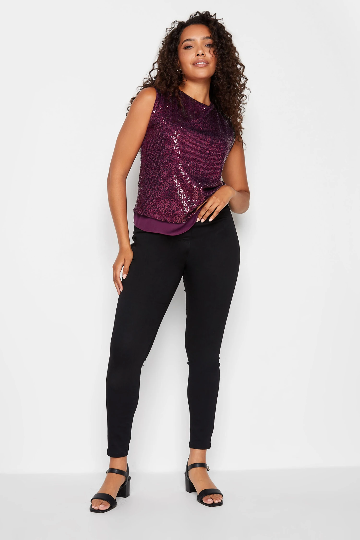 M&Co Dark Purple Sequin Tie Back Top 2 M&Co Dark Purple Sequin Tie Back Top - Image 2