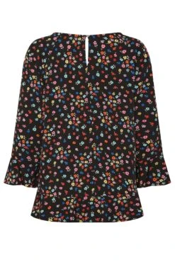 M&Co Black Floral Print Frill Hem Top -M&Co Sales Store 5fc02985 251b 48 550222 Y scaled