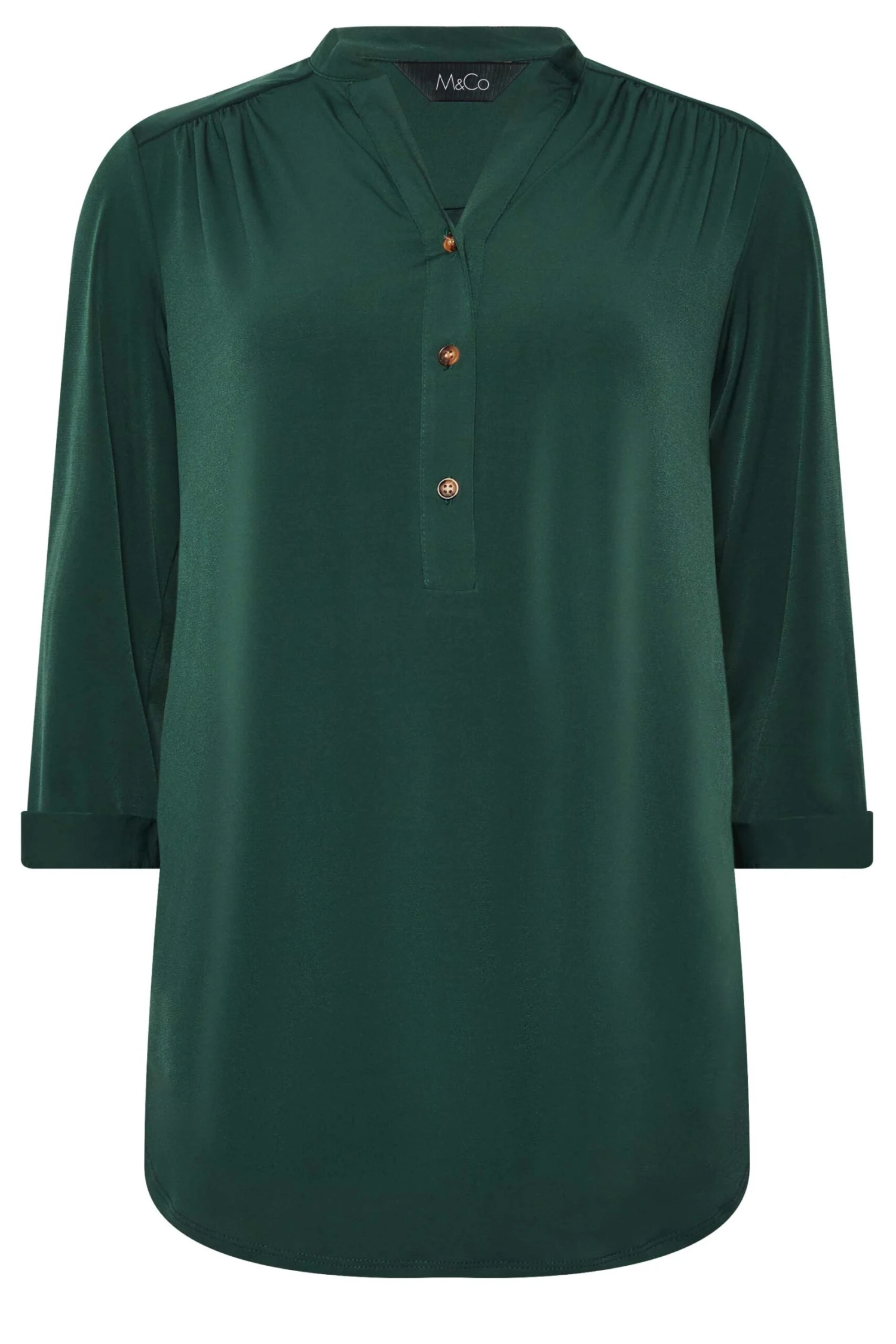 M&Co Green Half Placket Jersey Shirt 6 M&Co Green Half Placket Jersey Shirt - Image 6