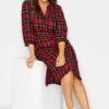 M&Co Red & Black Check Tie Waist Tunic Dress