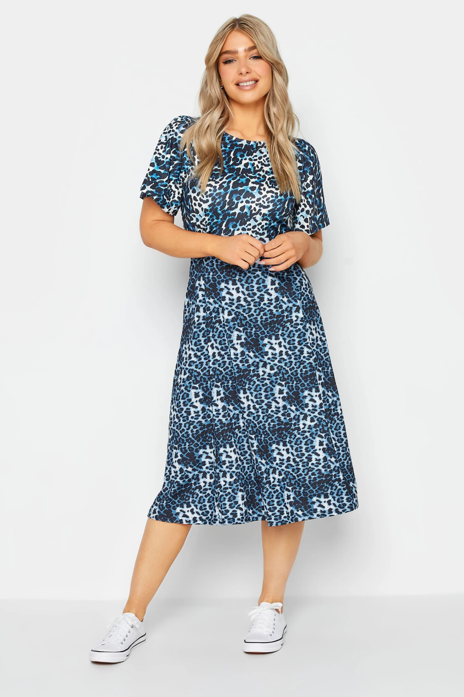 M&Co Blue Animal Print Midi Dress 2 M&Co Blue Animal Print Midi Dress - Image 2