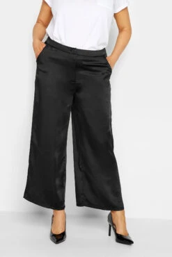 M&Co Black Satin Wide Leg Trousers