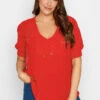 M&Co Red Frill Front Blouse