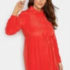 M&Co Red Tie Waist Tunic Shirt