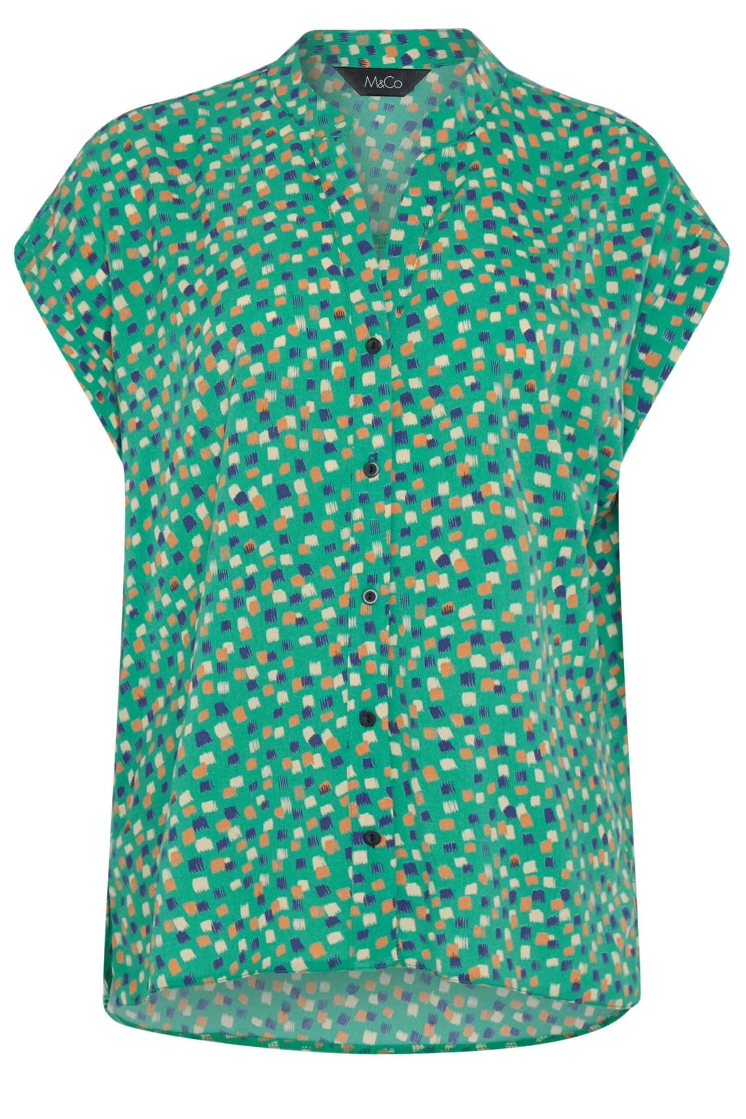 M&Co Green Spot Print V-Neck Blouse 6 M&Co Green Spot Print V-Neck Blouse - Image 6