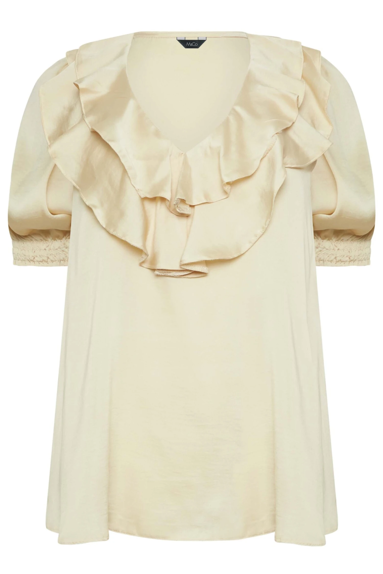 M&Co Cream Frill Satin Blouse 6 M&Co Cream Frill Satin Blouse - Image 6