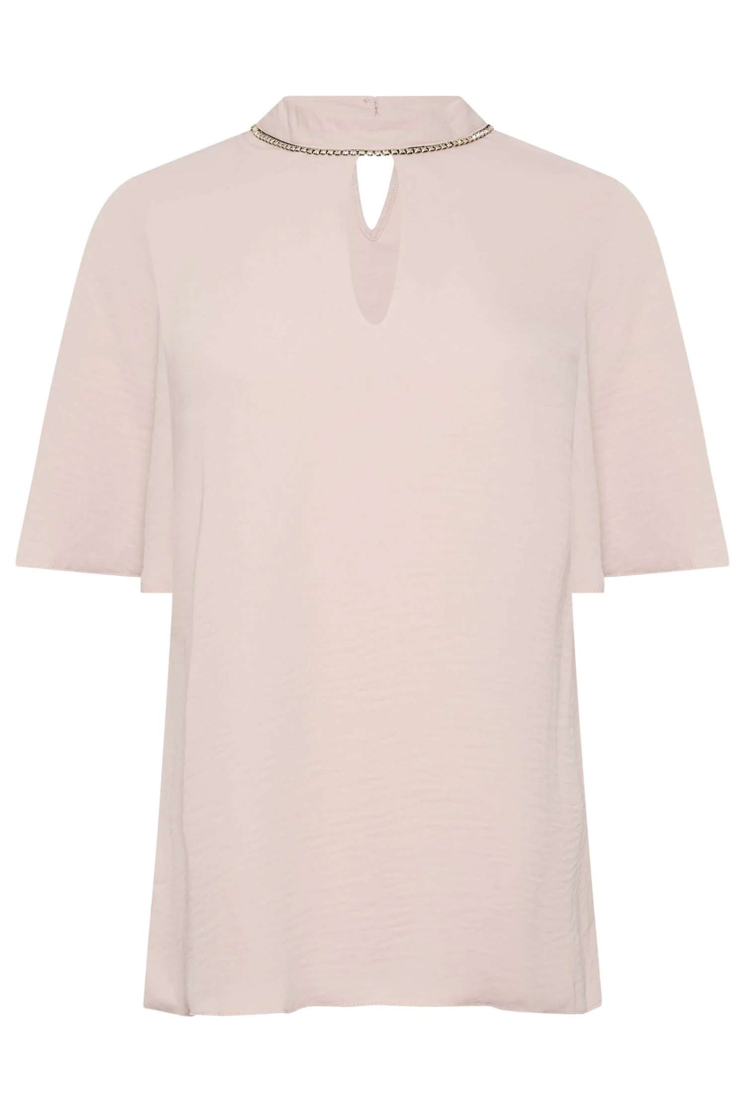 M&Co Pink Embellished Neck Keyhole Blouse 6 M&Co Pink Embellished Neck Keyhole Blouse - Image 6