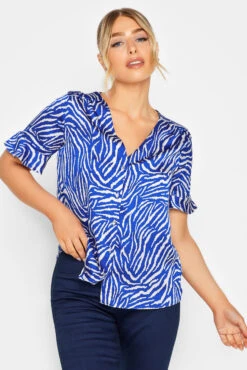 M&Co Cobalt Blue Zebra Print Shirt