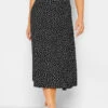 M&Co Black Polka Dot Print Jersey Midi Skirt