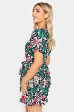 M&Co Green Tropical Print Ruched Mini Dress -M&Co Sales Store 66c58e30 f4b4 43 550114 C scaled