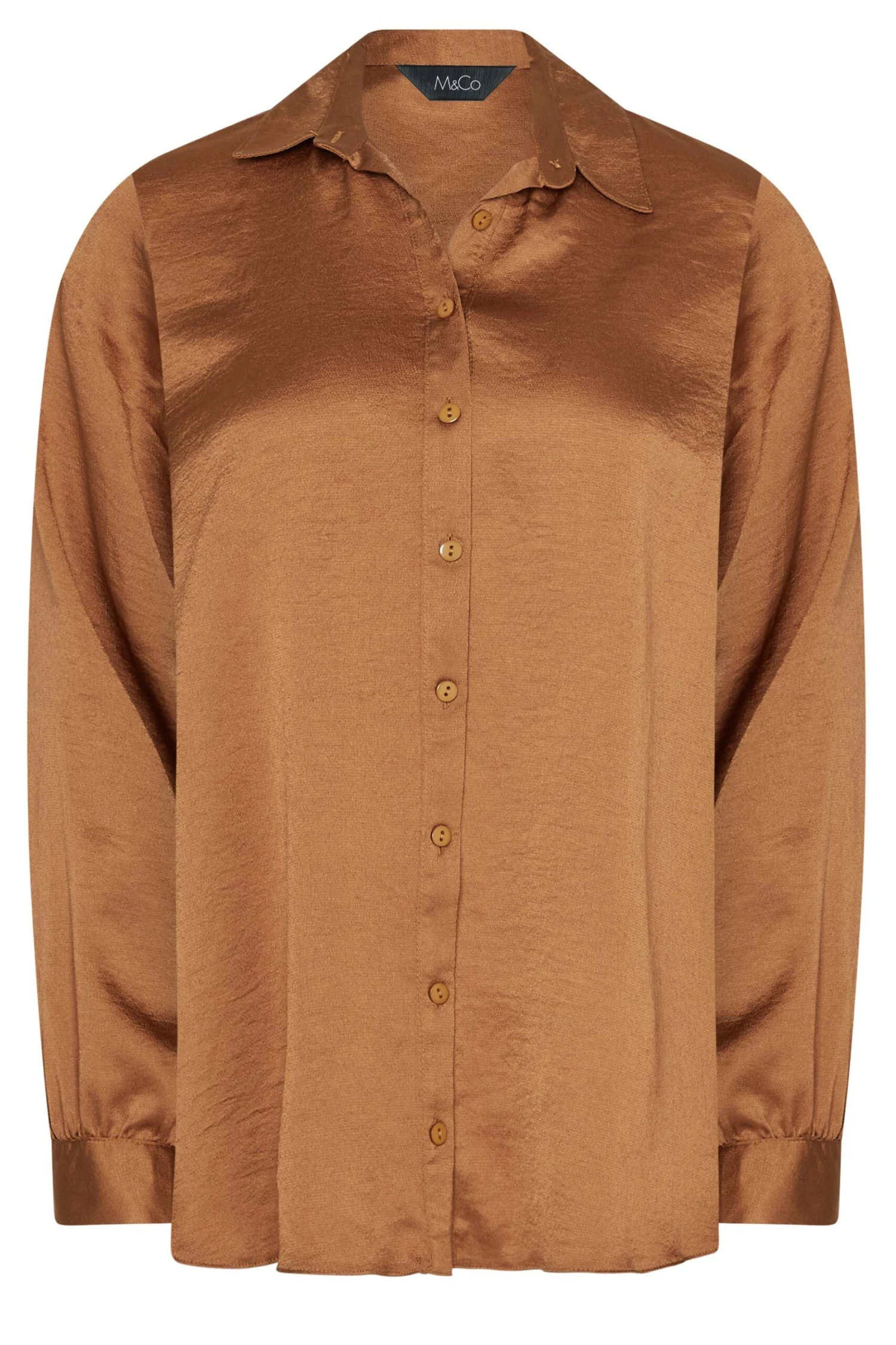 M&Co Brown Satin Shirt 6 M&Co Brown Satin Shirt - Image 6