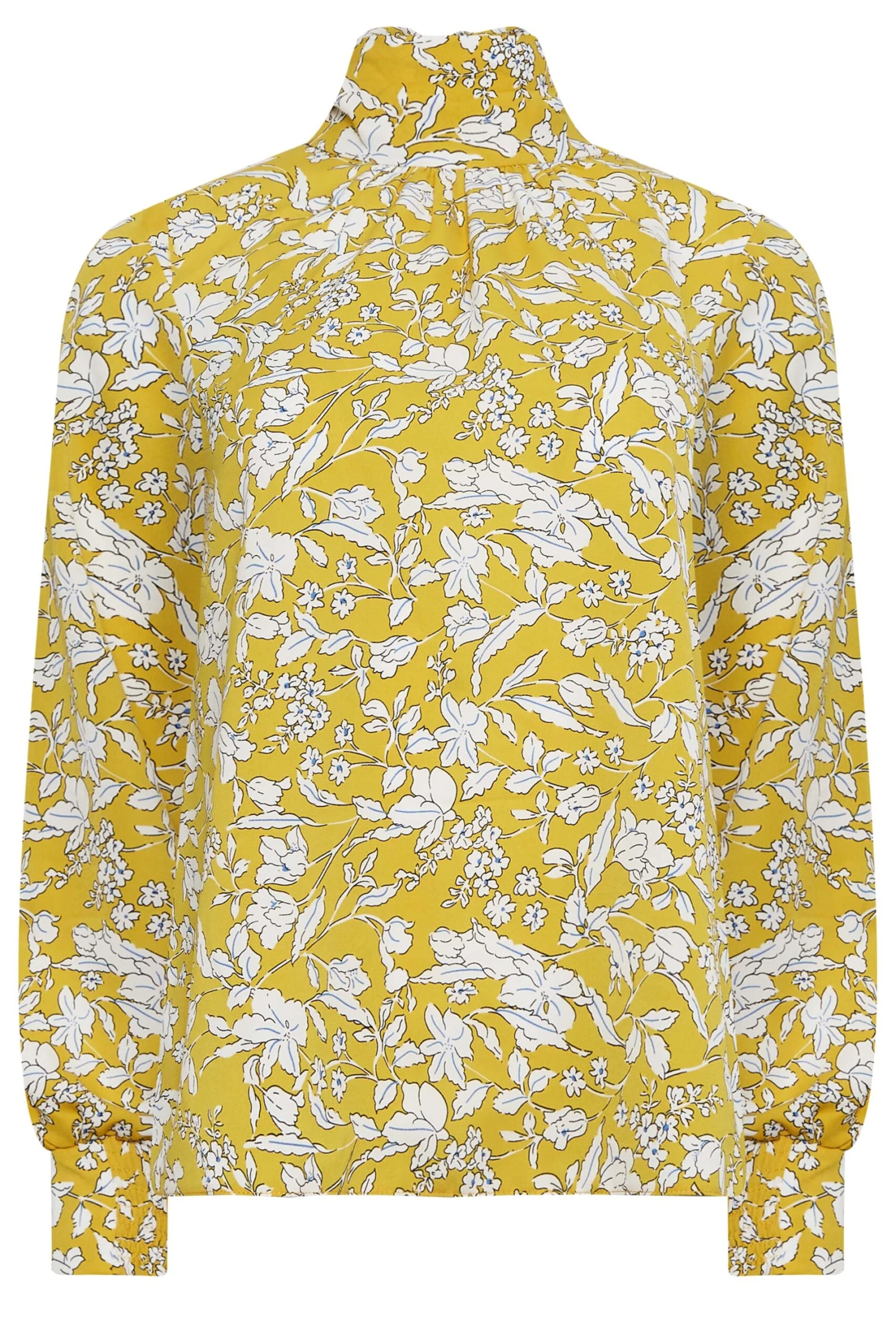 M&Co Yellow Floral Print High Neck Blouse 6 M&Co Yellow Floral Print High Neck Blouse - Image 6