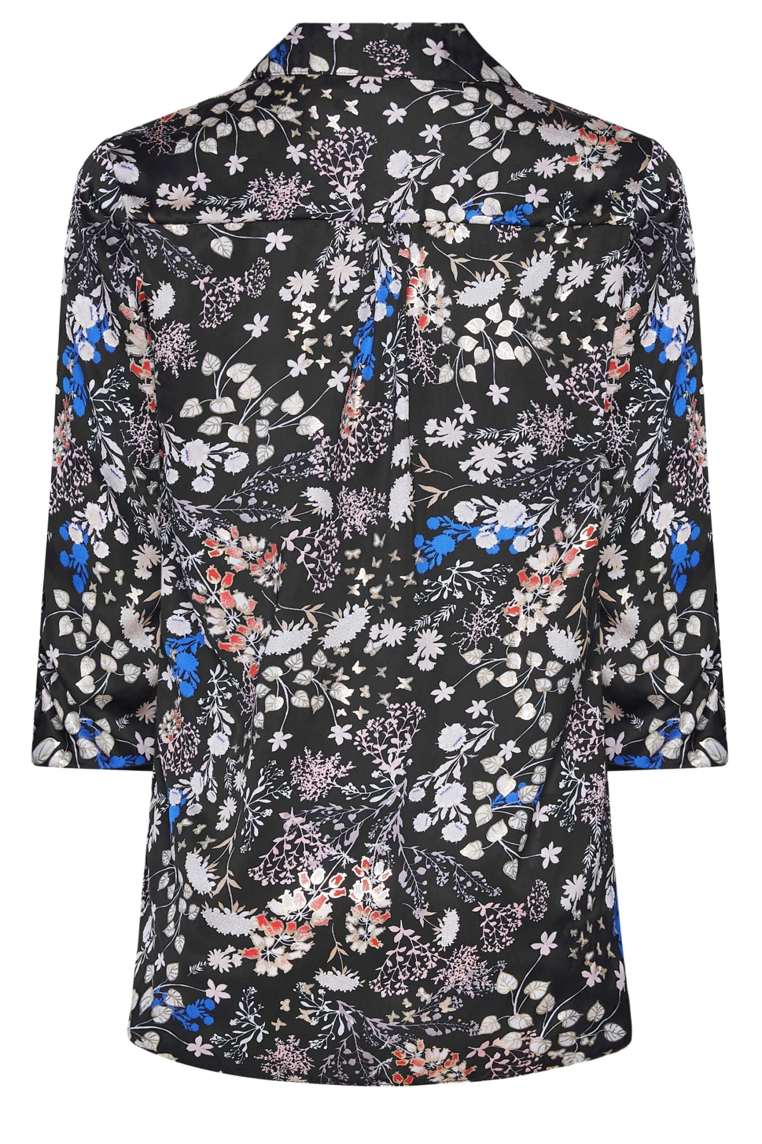 M&Co Black Floral Print Satin Shirt 7 M&Co Black Floral Print Satin Shirt - Image 7