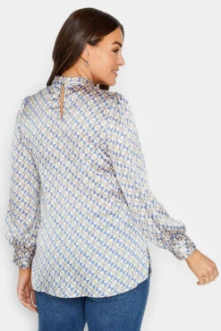 M&Co Blue Geometric Print High Neck Satin Blouse -M&Co Sales Store 68e4c7ee bc27 41 550074 C scaled