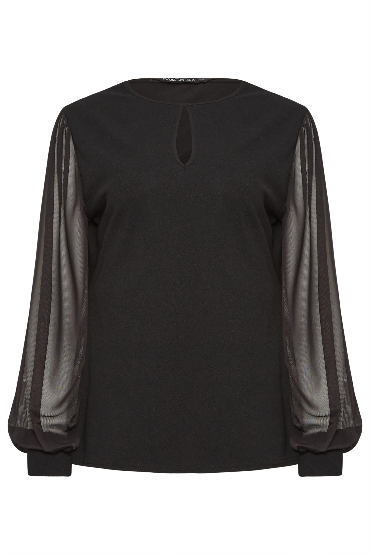 M&Co Black Mesh Long Sleeve Top 1 M&Co Black Mesh Long Sleeve Top