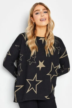 M&Co Black Star Print Jumper