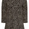 M&Co Black Spot Print Cotton Henley Top