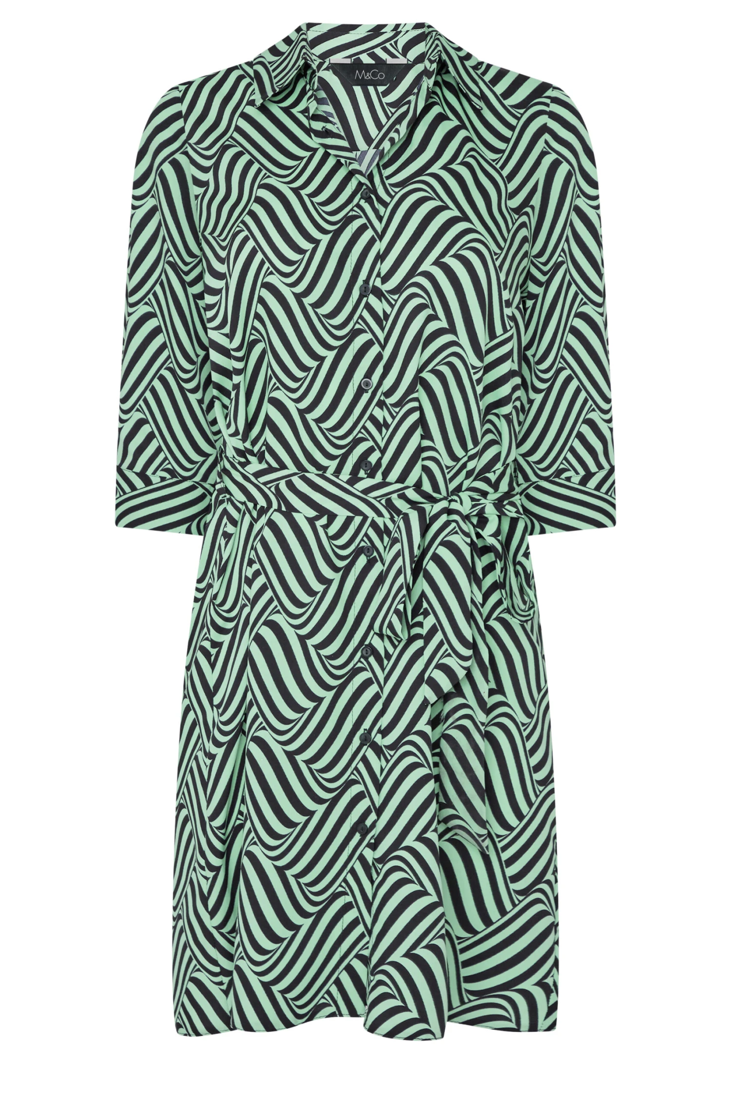 M&Co Green Geometric Print Shirt Dress 6 M&Co Green Geometric Print Shirt Dress - Image 6