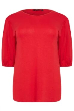 M&Co Red Balloon Sleeve Top