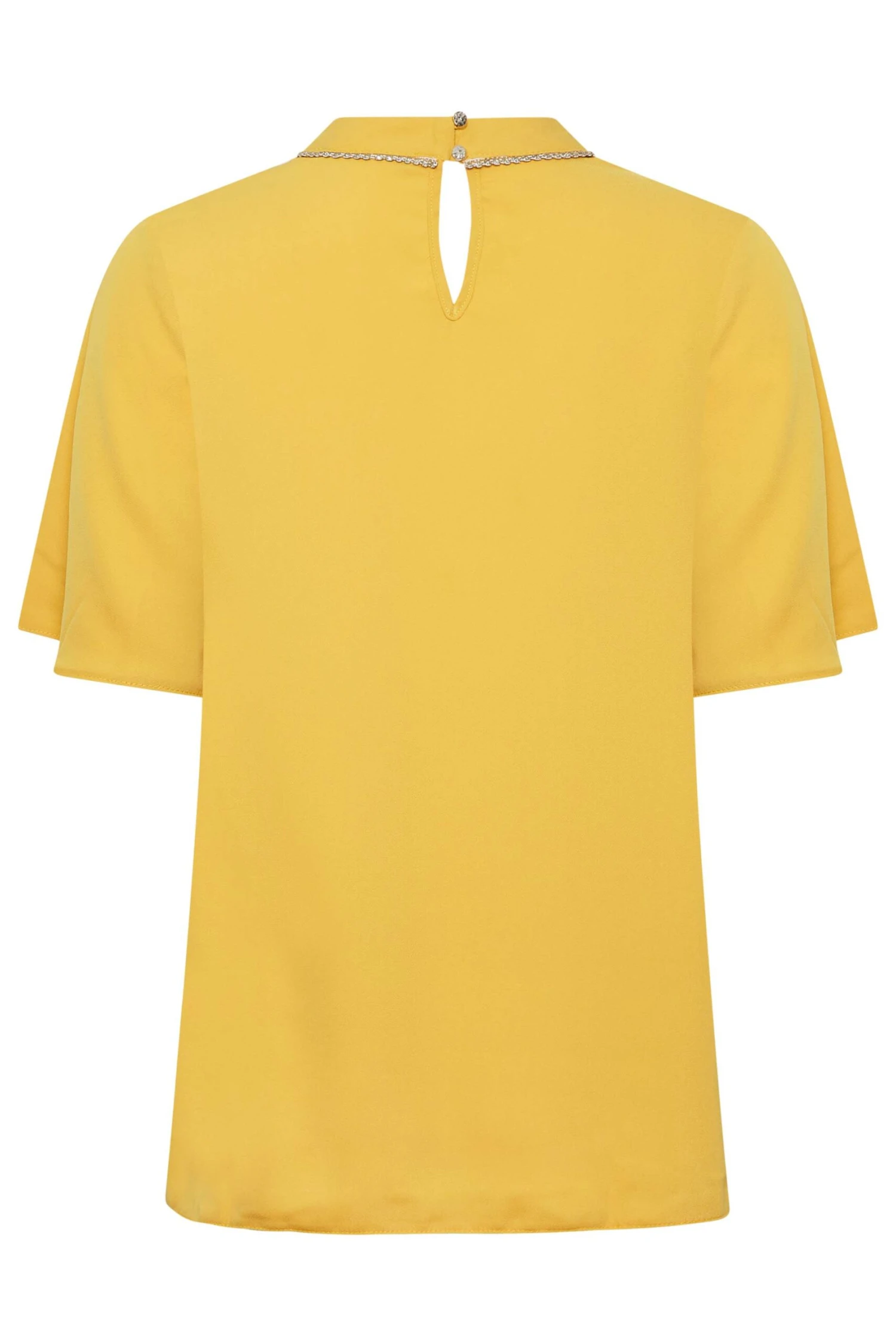 M&Co Yellow Embellished Neck Keyhole Blouse 7 M&Co Yellow Embellished Neck Keyhole Blouse - Image 7