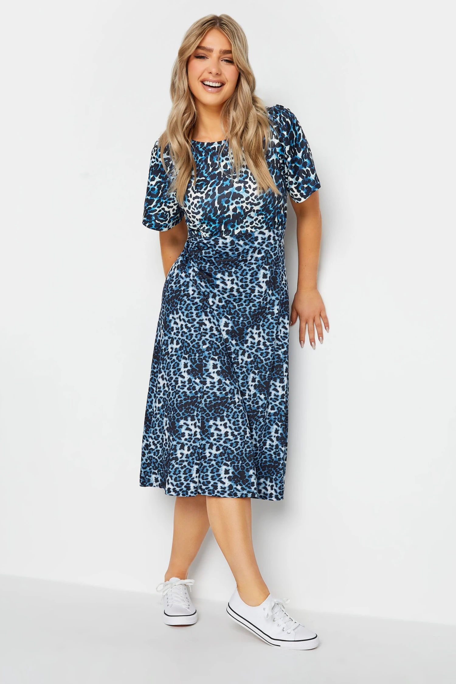 M&Co Blue Animal Print Midi Dress 1 M&Co Blue Animal Print Midi Dress