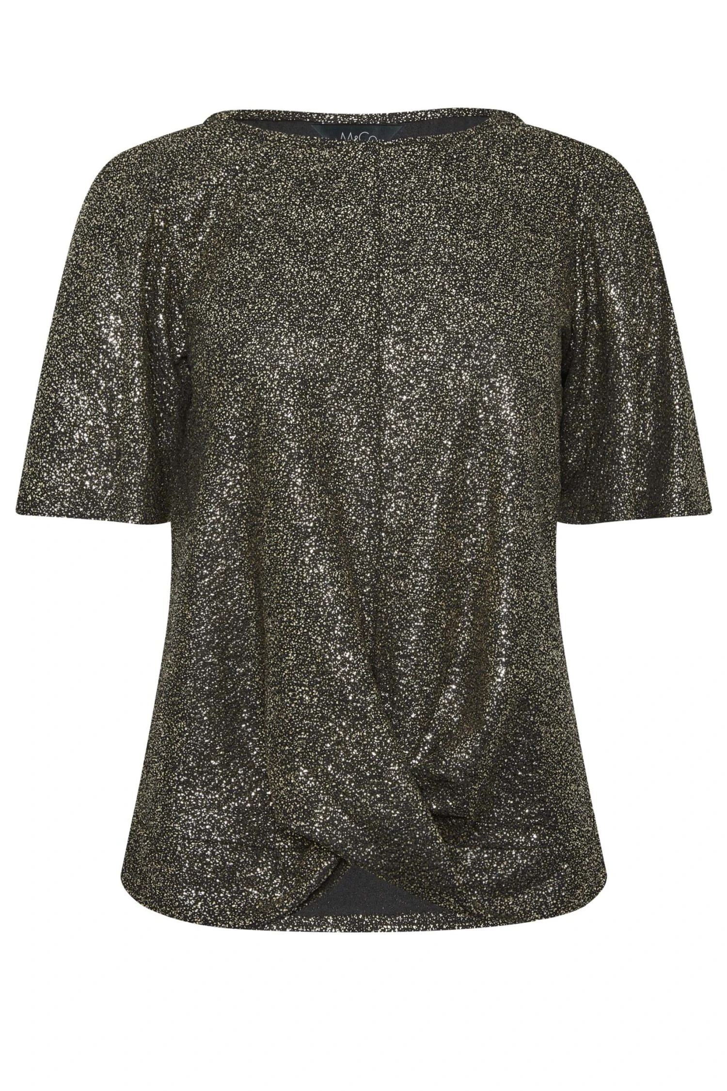 M&Co Black & Gold Glitter Angel Sleeve Top 6 M&Co Black & Gold Glitter Angel Sleeve Top - Image 6