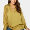 M&Co Gold Satin V-Neck Blouse