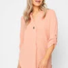 M&Co Pink Statement Button Tab Sleeve Shirt