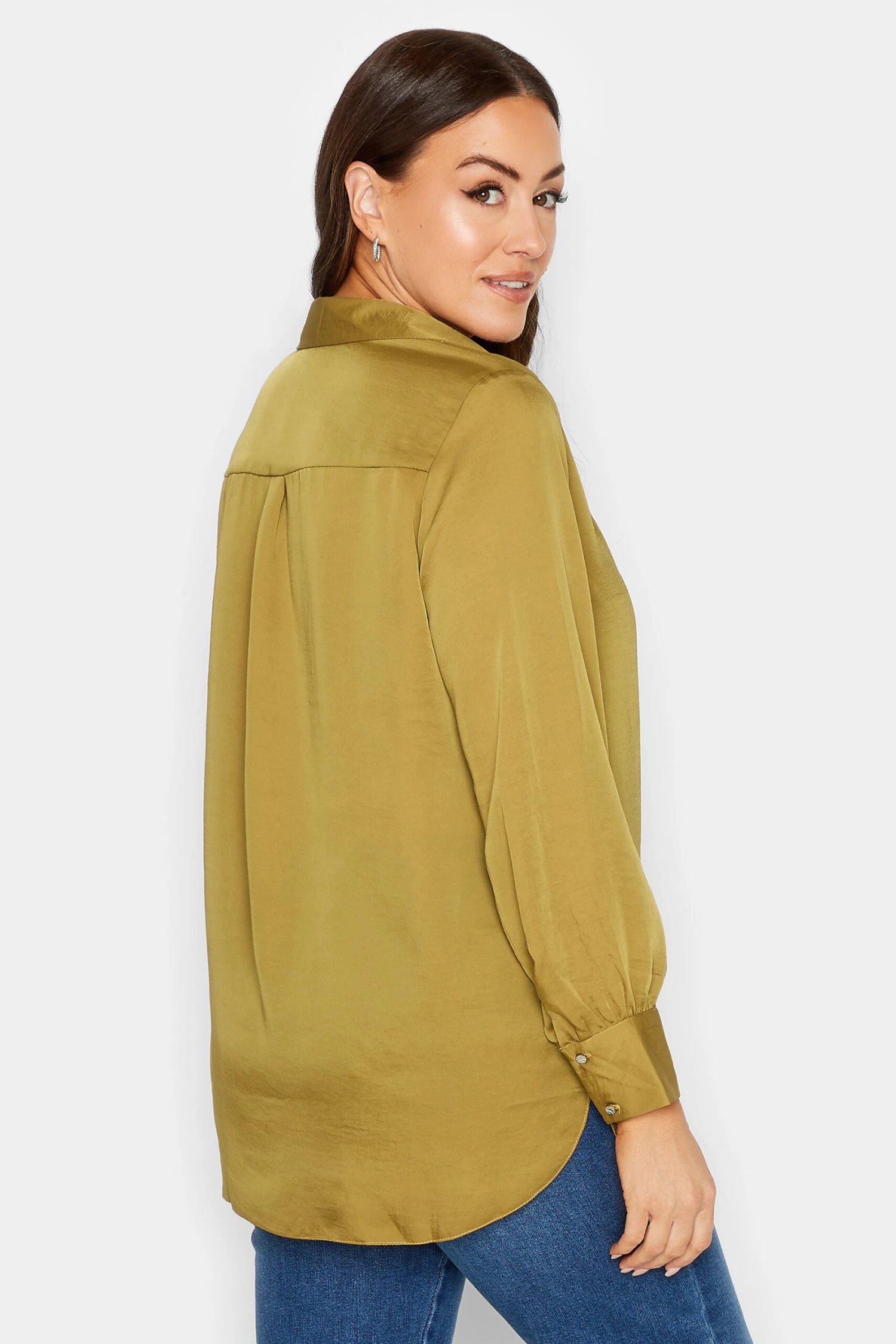 M&Co Gold Satin V-Neck Blouse 3 M&Co Gold Satin V-Neck Blouse - Image 3