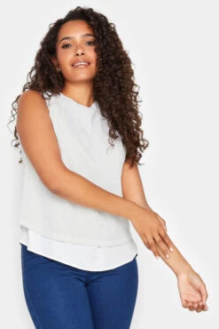 M&Co White Sequin Tie Back Top