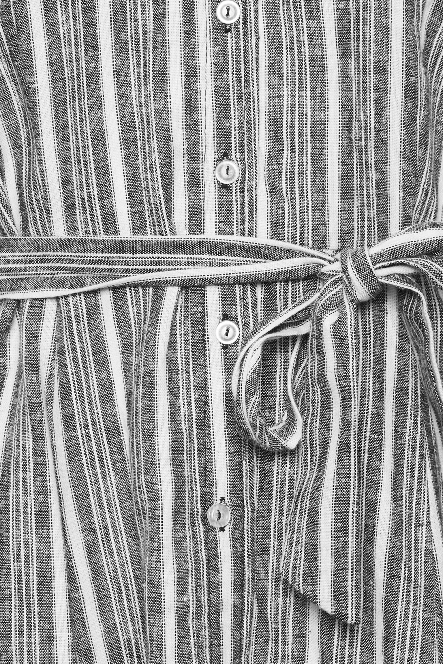 M&Co Grey Stripe Button Through Tie Waist Cotton Dress 5 M&Co Grey Stripe Button Through Tie Waist Cotton Dress - Image 5