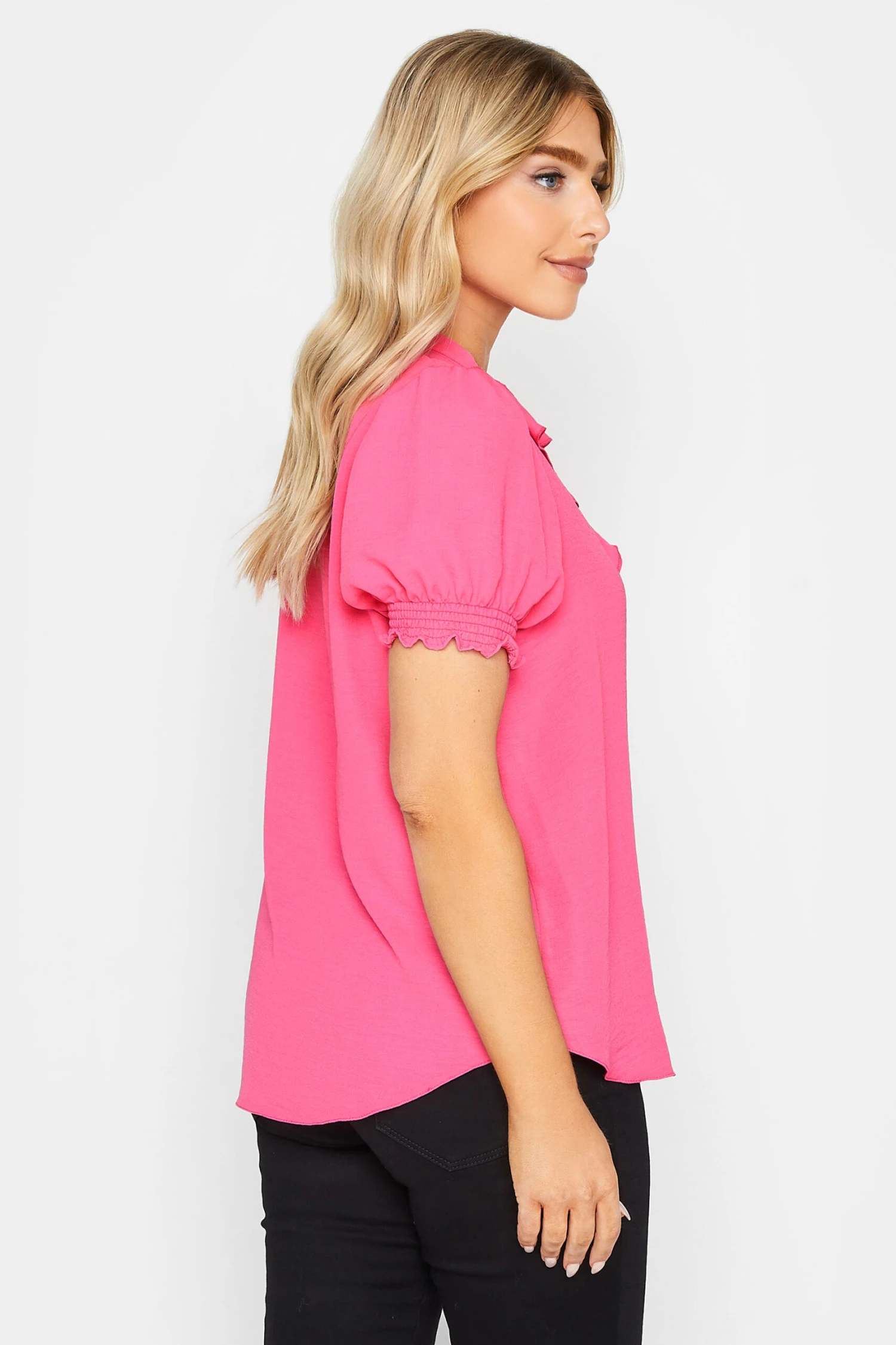 M&Co Pink Frill Front Blouse 3 M&Co Pink Frill Front Blouse - Image 3